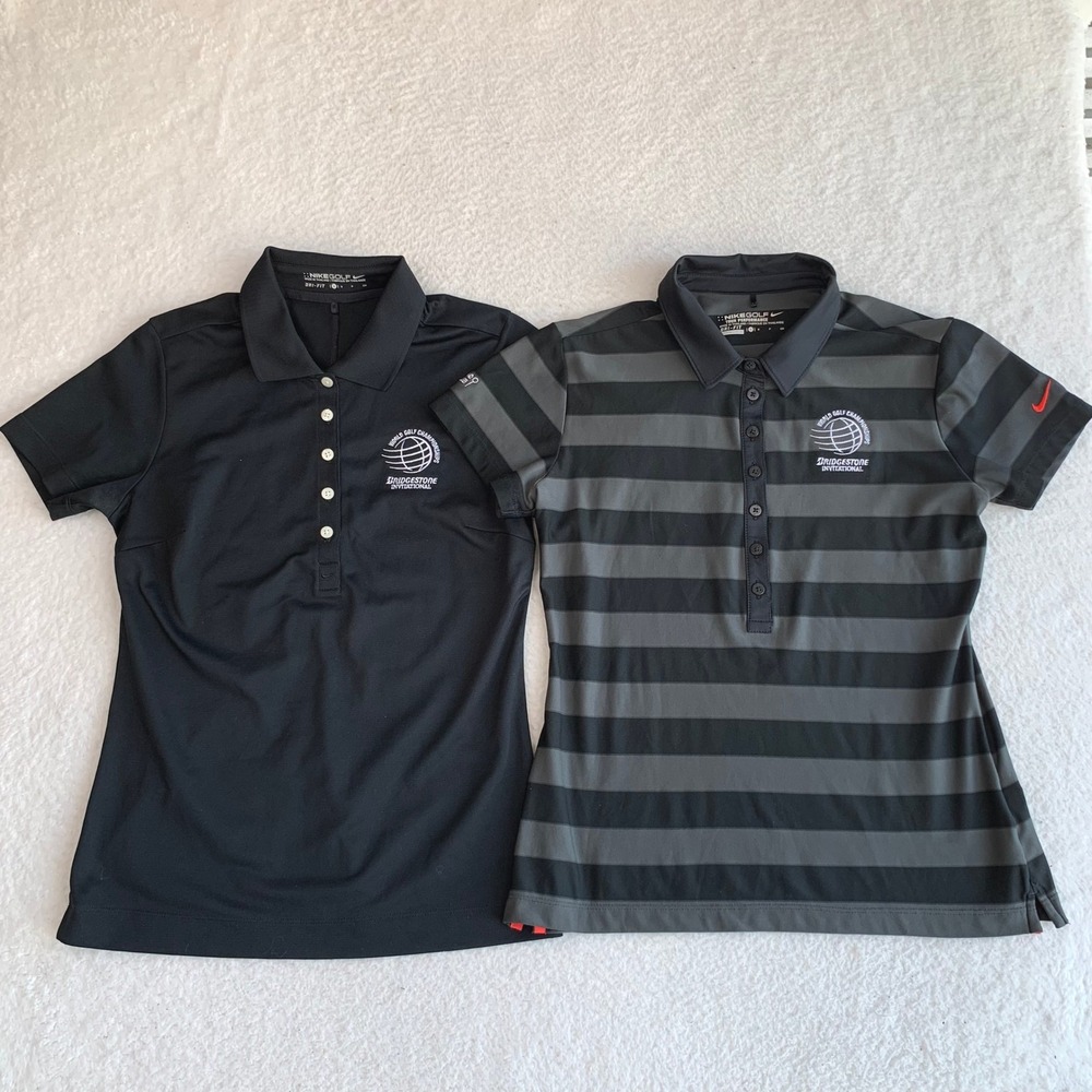 Nike Golf Polo Shirts Womens S Bridgestone Invitational Logo Dri Fit (LOT OF 2!)